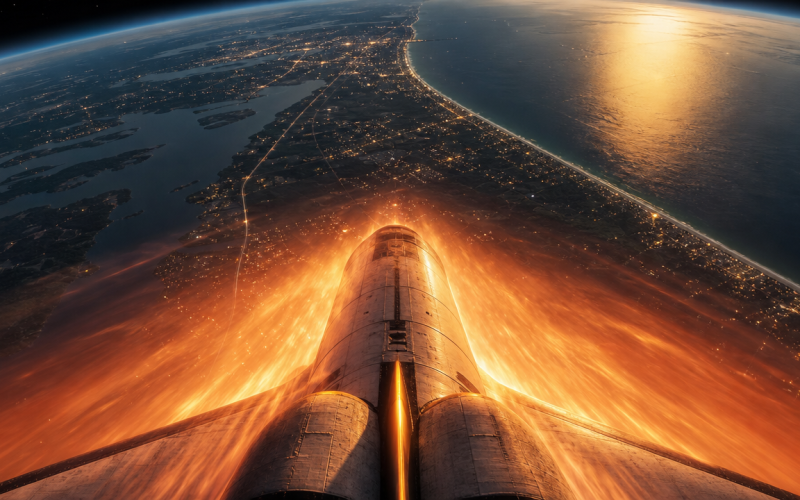 The shuttle comes in hot over Cocoa Beach, FL - Generated by GPT Image 2
