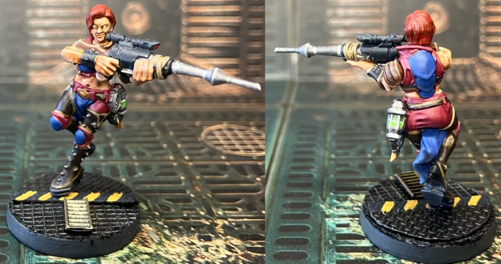 An Escher ganger armed with a Needle rifle