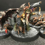 Torgillius the Chamberlain leads his bats and rats on green stuff modeled cobblestone bases.