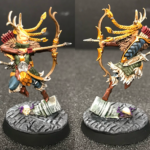 Qulathis the Exile on a cobblestone base.
