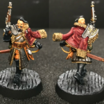 Glaurio ven Alten III, with a burgundy leather jacket on a cobblestone base.