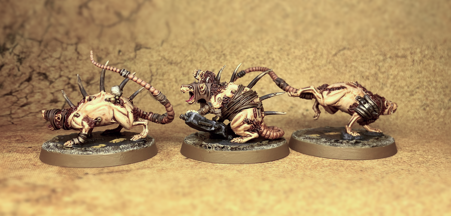 Three hive rats with tan bandaging
