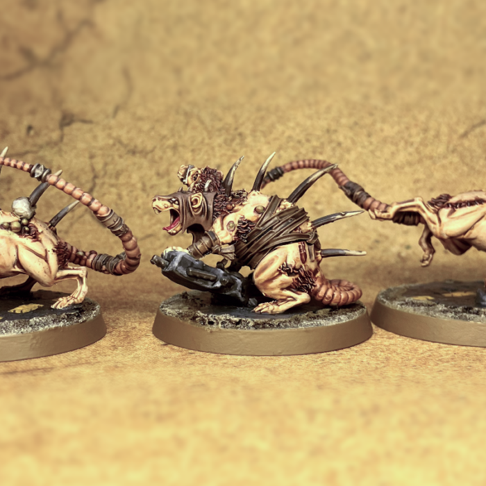 Three hive rats with tan bandaging