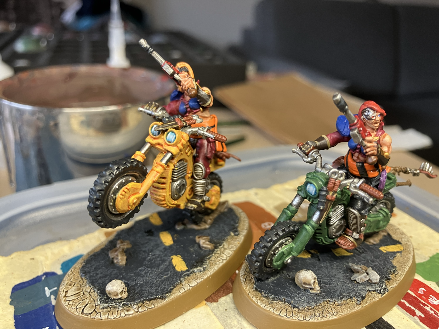 Two Escher biker conversions on Ash Wastes bases, armed with las guns