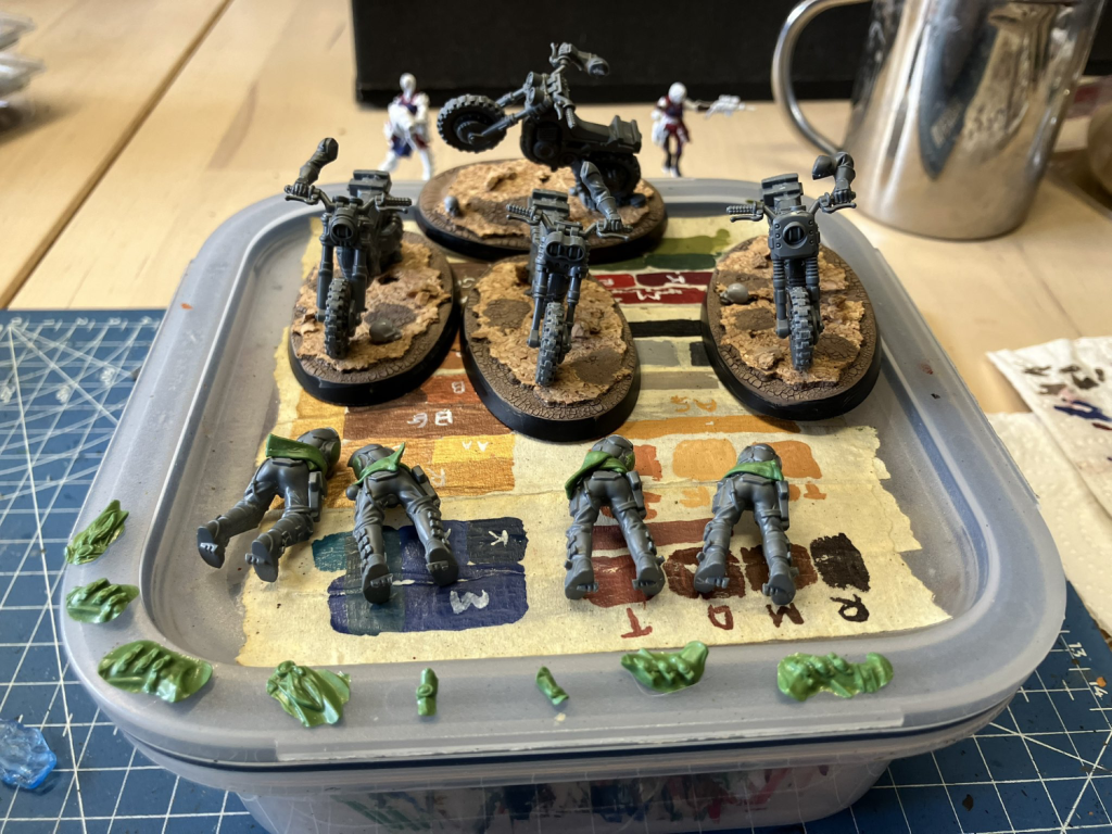 Escher bikers in the process of being converted.