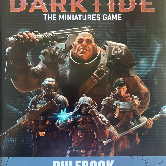 The cover of the rulebook for the Darktide Miniatures game.