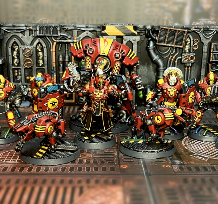 A full Palanite Enforcer gang with Hardcase Cyber-Mastiffs and a killbot.