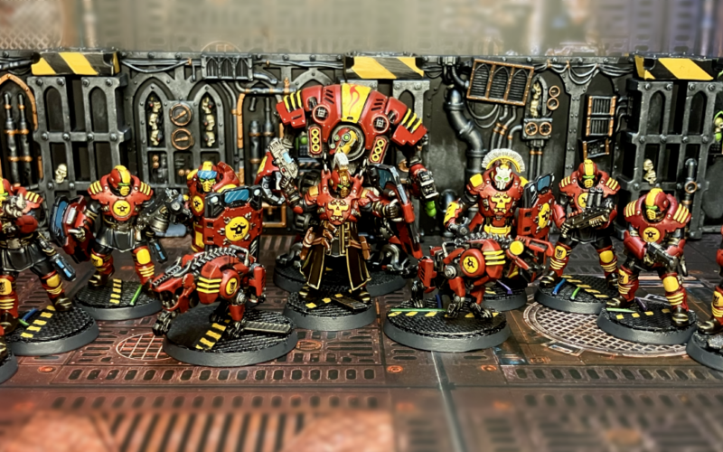 A full Palanite Enforcer gang with Hardcase Cyber-Mastiffs and a killbot.