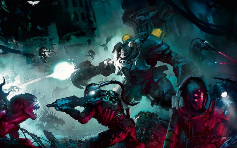 A Van Saar Incursion gang fighting off xenos with a spyerer. Image Credit: Games Workshop