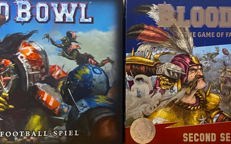 Blood Bowl 2017 next to Blood Bowl Second Edition (2020)