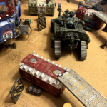 An Iron Crawler in the center of the Ash Wastes battlefield
