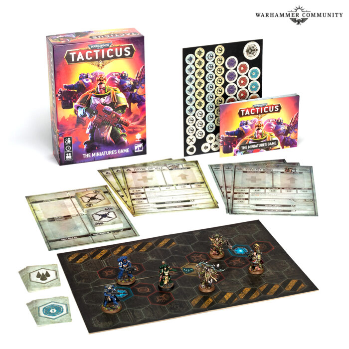 A new book store gang from Games Workshop Warhammer: 40,000 Tacticus and the contents of the box.