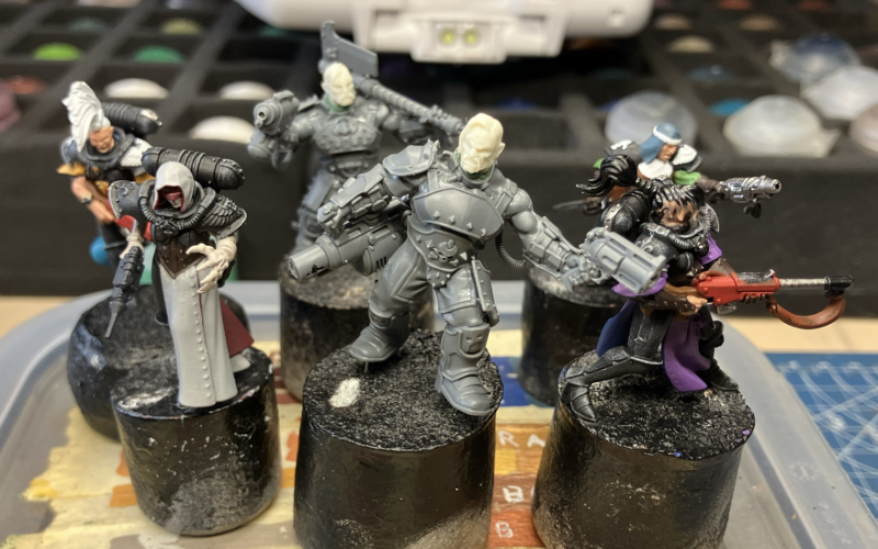 Two assembled goliaths and several Escher sisters in progress.