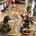 An outcast hive scummer and a champion with a plasma gun are set up for battle.