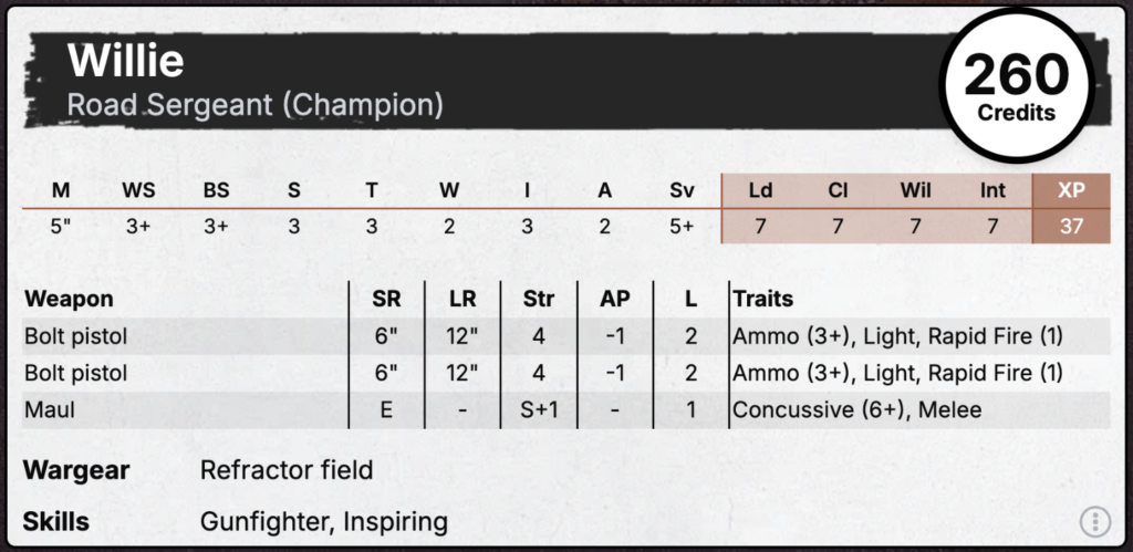 An Orlock Wrecker stat card.