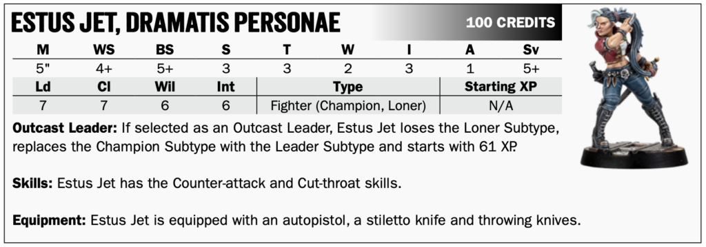 Estus Jet's new Necromunda stat card.