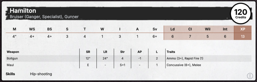 A new stat card for a Goliath Bruiser.