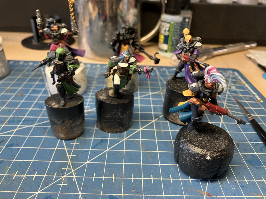 Escher sisters in progress, kitbashed into Sororitas armor.