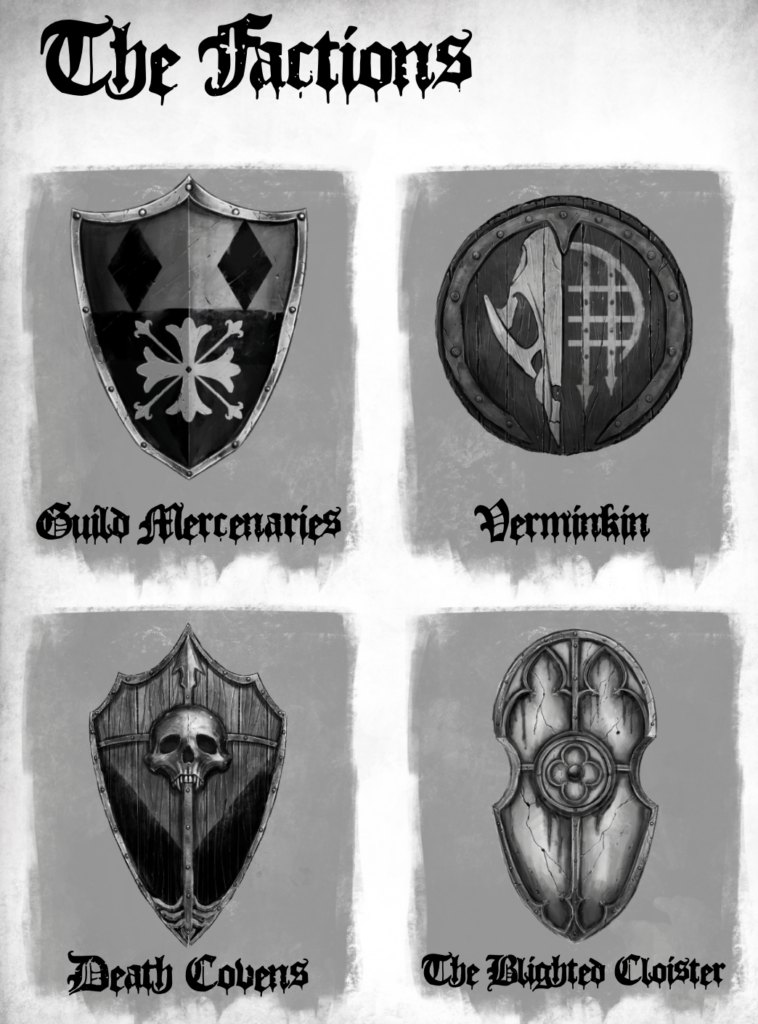 The four current playable factions in Black Death City.
